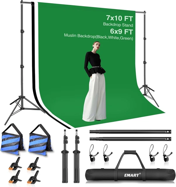 EMART PHOTO VIDEO Studio Backdrop Stand Kit, 7x10ft (2.0x3.0m ...