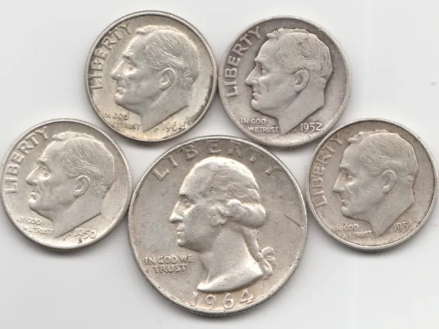 65¢ FV Face Value 90% SILVER fractional circulated, Exact coins pictured L42 - P