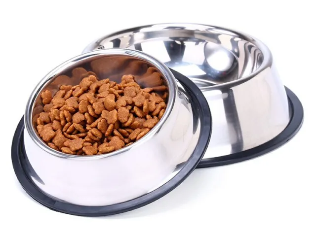 Stainless Steel Dog Bowl Pet Dog Cat Food Dish Feeder Outdoor Drinking Feeding 3