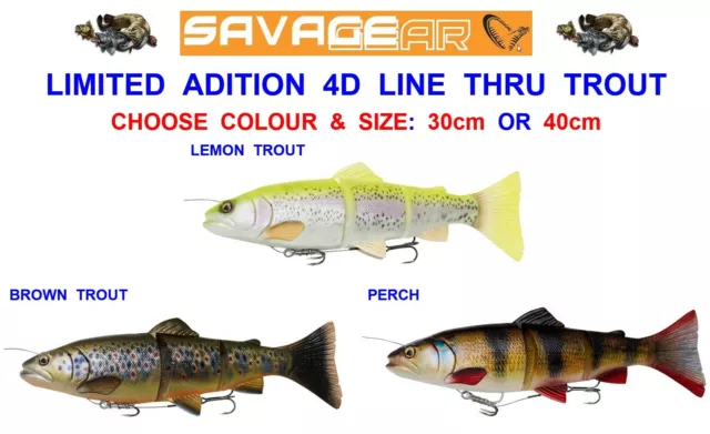 Savage Gear 4D Line Thru Trout Swim Baits / Lures - Pike Zander Salmon  Fishing