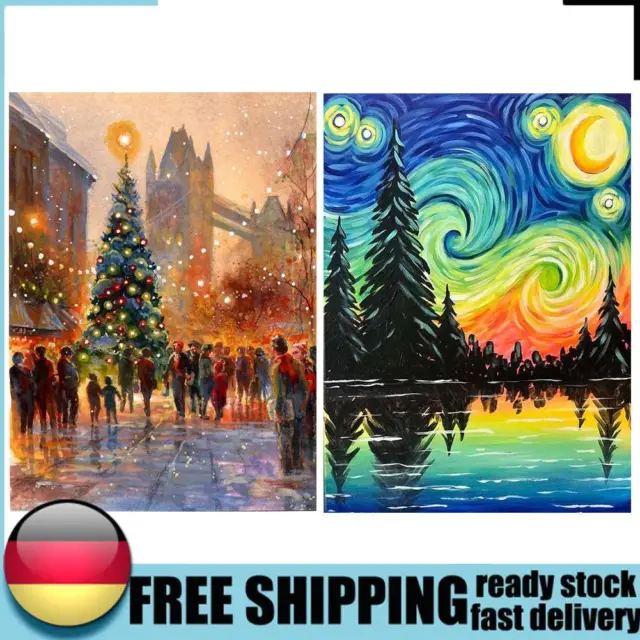 Pintura al óleo acrílico por número árbol de Navidad imagen digital decoración de pared del hogar DE