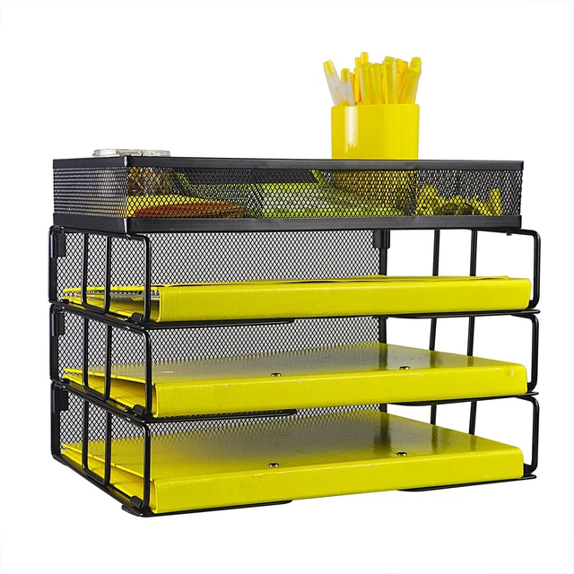 Stackable Paper Tray Organizer: 3-Tier Desk File Organizer