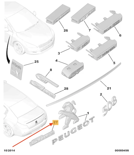Porte-clés Fibre De Carbone Peugeot GTI GT Line - Accessoire Clé Voiture Logo Homme 508 3008 208