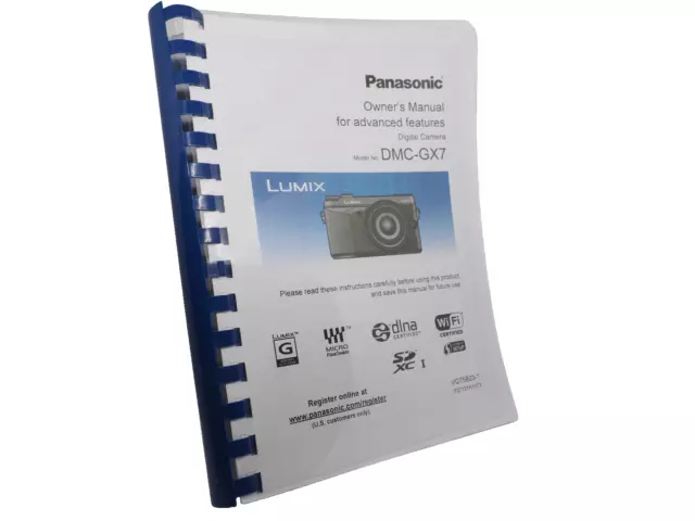 Panasonic DMC-GX7 Camera Manual Guide Instructions Printed A5 Bound 379 Pages
