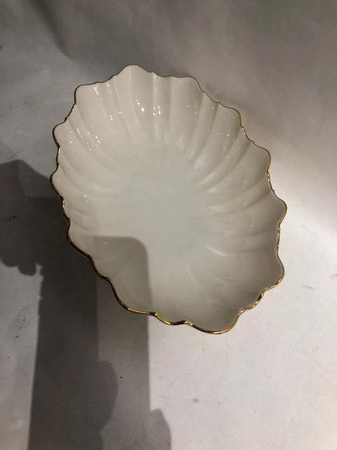 Vintage Lenox China, Symphony Oval Scalloped Footed Bowl - Ivory w/ Gold Trim 3