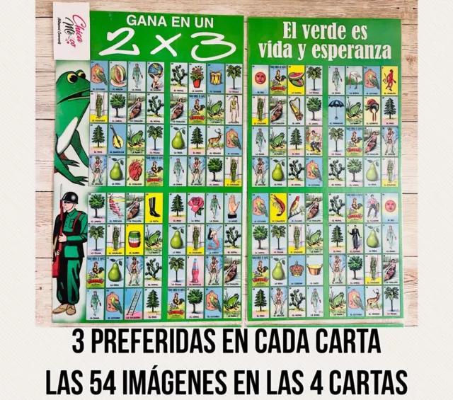 MEXICAN LOTERIA 12 Cards 12 Cartas Loteria Con 3 Imagenes De Preferida Cada Cart