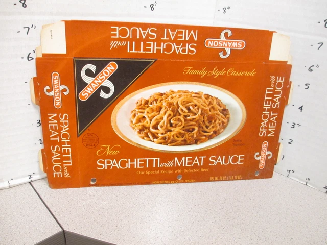 SWANSON 1960s SPAGHETTI meat sauce Italian pasta TV dinner frozen food box