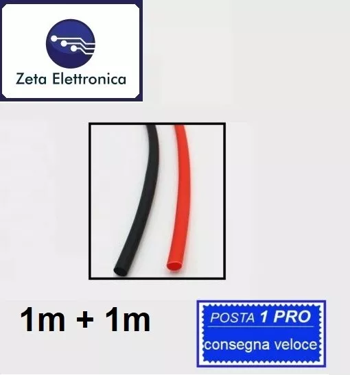 GUAINA TERMORESTRINGENTE TERMORETRAIBILE DIAM. 4 mm 1m ROSSO E 1m NERO = 2 METRI 2