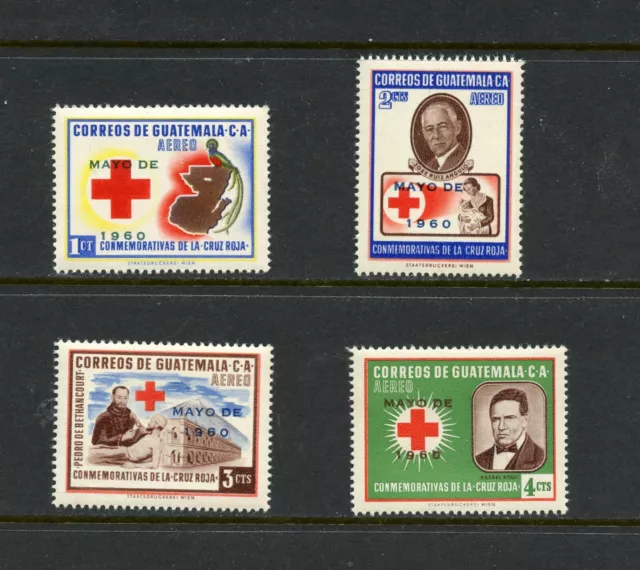 R1742 Guatemala 1961 Croix Rouge Surimprimées 4v. MNH