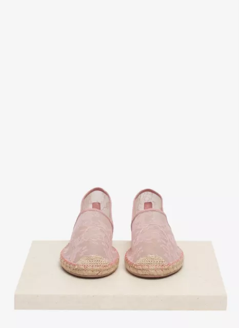 Valentino Pink Chantilly Lace Mesh Espadrilles Flats Size 40 2