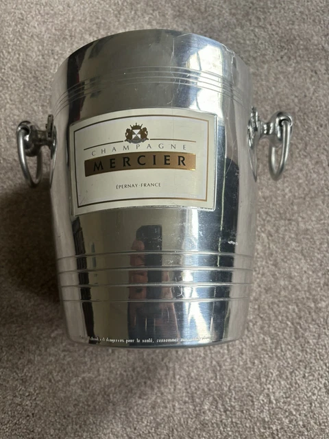MERCIER | Rare ancien seau a glace en aluminium du champagne MERCIER avec poignées en cuivre | Circa 1960 - France