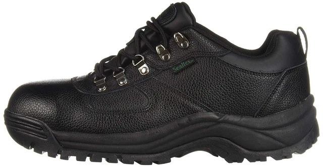 Propét Mens Shield Leather Steel toe Lace Up Safety Shoes, Black, Size 8.5