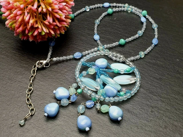 Altes Art deco Collier Halskette Tschechien facettierte Glasperlen