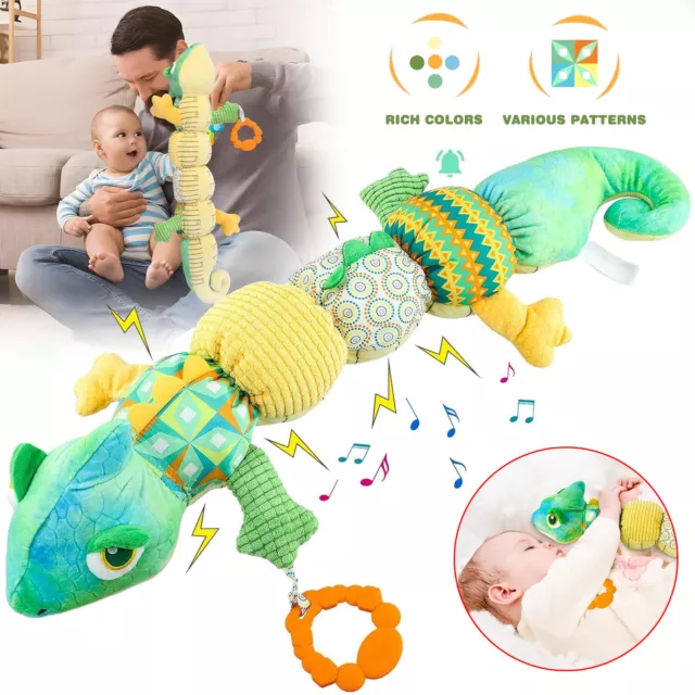 Baby Musical Chamäleon Kuscheltier, Dinosaurier Plüschtier Spielzeug mit Lineal