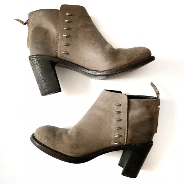 Rag & Bone Alwyn studded taupe heeled leather ankle booties, 39