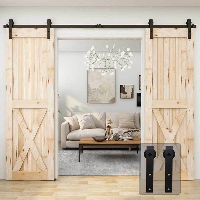 Sliding Barn Door Hardware Kit 4'-20' Track System for Single/Double Wood Doors