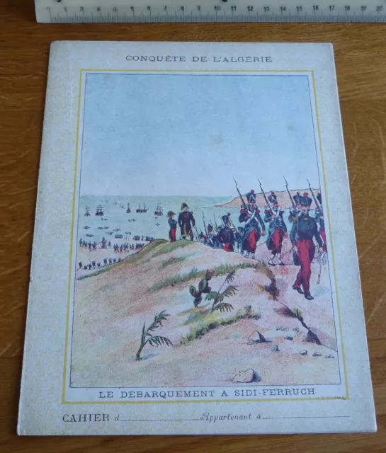 Ancien Protège-cahier "CONQUETE DE L'ALGERIE - LE DEBARQUEMENT A SIDI-FERRUCH"