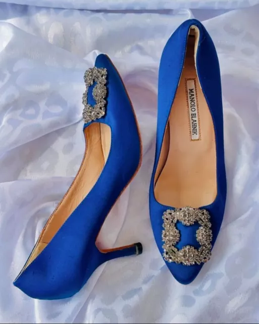 MANOLO BLAHNIK HANGISI satin royal blue pumps size 37 $350.00 - PicClick