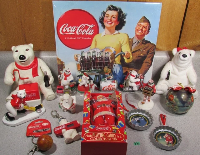 15 Pc Lot COKE Calendar Ornaments Key Chains ENESCO Dept 56 Bubble Machine Bears