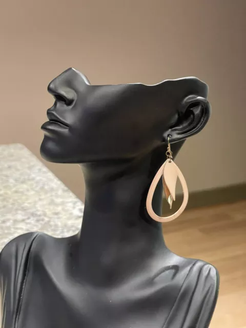 Womens Rose Gold Layered Elegant Teardrop Drop Dangle Hook Earrings