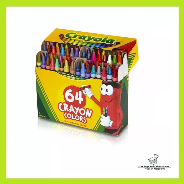 Crayola Crayon Box with Sharpener 64 Colours Gift Colouring Drawing Non Toxic