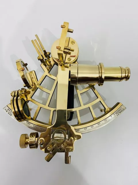 9" Solid Brass Working Sextant Navigation Vintage Ship Astrolabe Model Sextant