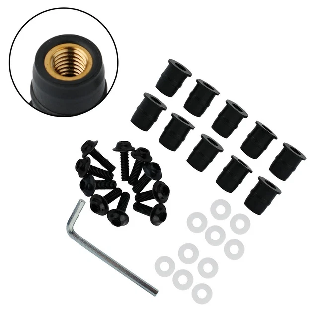 10 X Black M5-Motorcycle Windscreen Windshield Fairing Screen Nut Bolt Screw