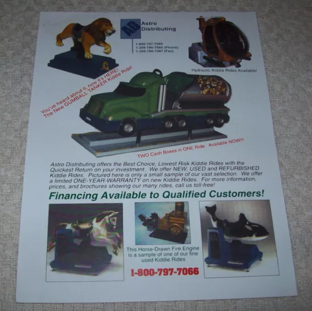 GUMBALL TANKER KIDDIE RIDE + MORE ORIG FLYER Vintage Retro Artwork Promo