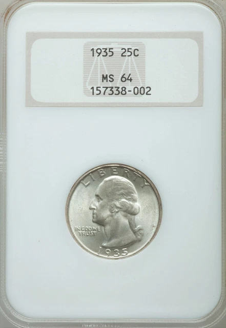 1935 P NGC MS64 Lustrous Washington Quarter Gem OGH Old Fat NGC Soap Bar Holder
