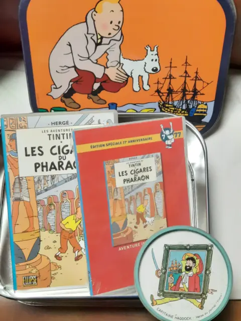 LOT Tintin , taxi atlas , dvd  , cassette vidéo , tonimalt , boite a gateaux