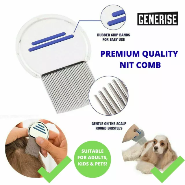 NIT COMB | Metal Head Lice Brush Adults Kids Pets Hair Knit Nits