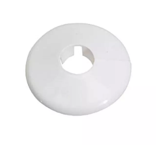 10x White Plastic Radiator Pipe Collars, For 15mm Pipes Easy Fit Flooring Covers