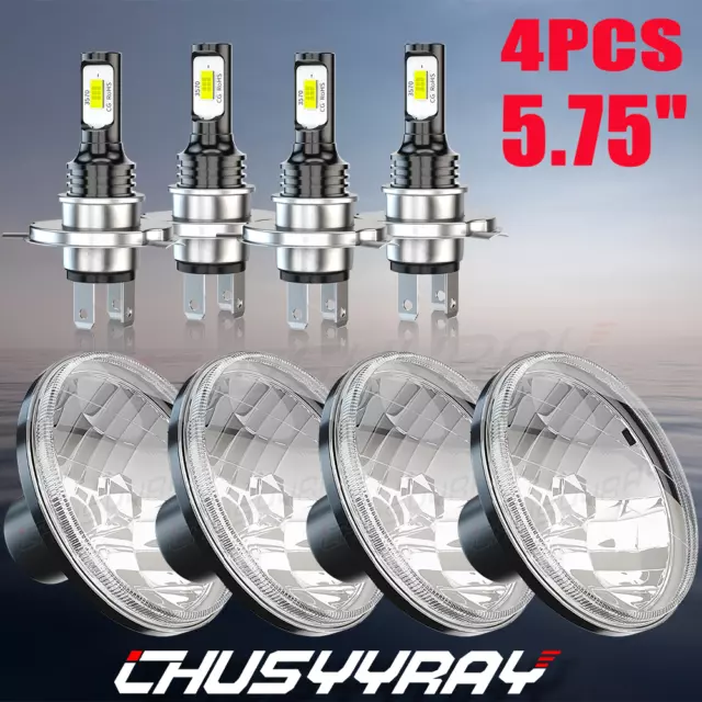 DOT 5.75 5-3/4 Round LED Headlights 4PC For Cadillac DeVille Eldorado 62-74