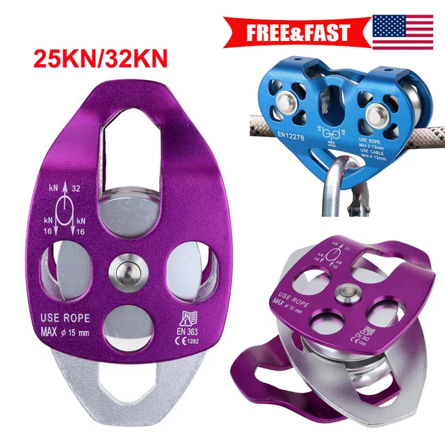 DOUBLE PULLEY HEAVY Lifting for Hauling System Climbing Rescue Dragging