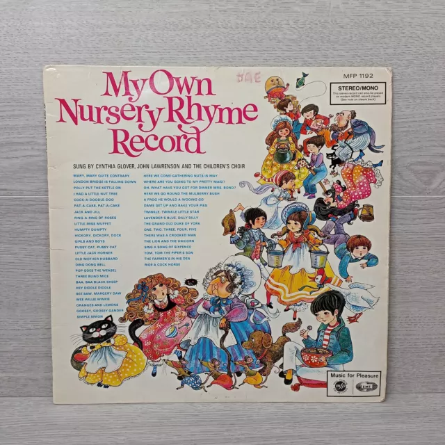 My Own Nursery Rhyme Record MFP 1192 1967 Vintage Vinyl LP EMI 33 1/MIN Stereo