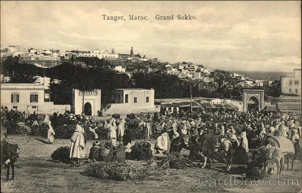 Morocco Grand Sokko,Tangier S.J. Nahon Postcard Vintage Post Card