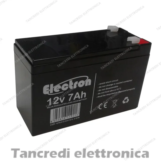 Batteria Ermetica Ricaricabile al Piombo 12V Volt 7Ah con connettore Faston 4,8