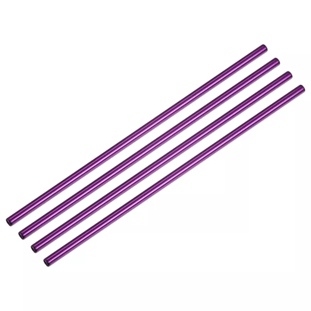 Reusable Metal Straws 4Pcs, Stainless Steel Straight Straw 8.5" Long - Purple