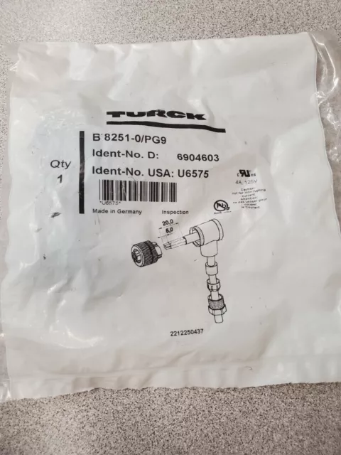 1 Piece of B 8251-0/PG9 U6575 Turck Connector