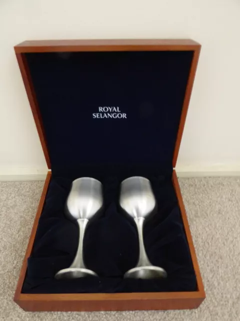 Royal Selangor Wine Goblet Set 2 Presented in a Wooden Box