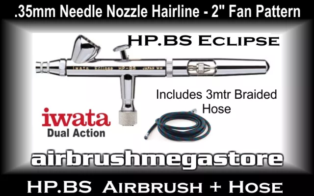 Iwata Eclipse Airbrush HP.BS .35mm Inc: 3mtr Braided Hose + Free Insured Post