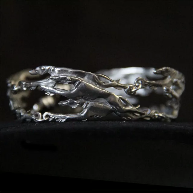 Greyhound Bracelet - Running Whippet Galgo Racing Greyhounds Jewelry - Pewter