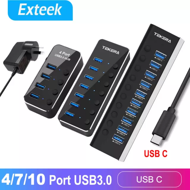 USB 3.1 USB-C Type-C HUB to 4/7/10 USB 3.0 Port Thunderbolt 3 Powered AC Adapter