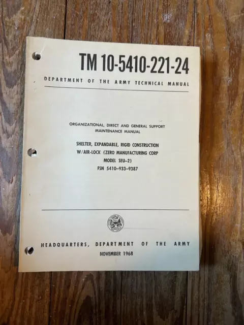TM 10-5410-221-24 Org, Maintenance Shelter Expandable w/air-lock Zero Mfg. Corp