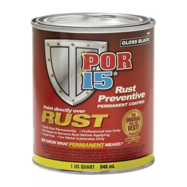 Por 15 45004 Rust Preventive Paint Permanent Coating Gloss Black 1 Quart Can