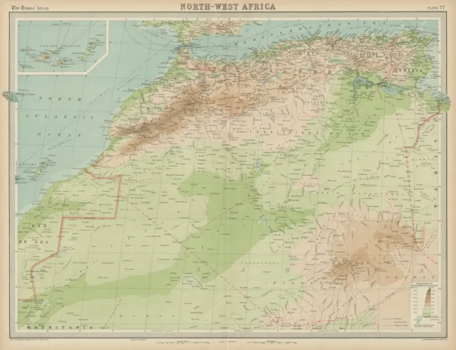 North-west Africa. Morocco &c. Sahara desert. Unresolved borders. TIMES 1922 map
