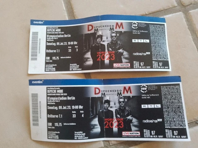 Depeche Mode Tour 2023 Berlin Tickets DEPECHE MODE ALTES Ticket 9.7.2023 Berlin Memento Mori Tour EUR 2,50