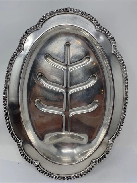 Fielding Silver Plated Footed Meat Platter 15.5" x 11.5", SF & Co.