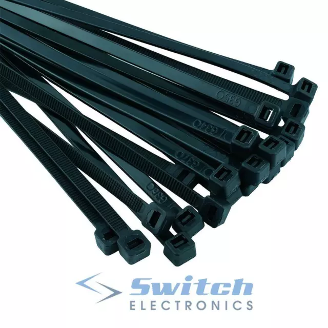 Black Nylon Cable Ties Zip Ties Wraps - Various Sizes - Packs of 100