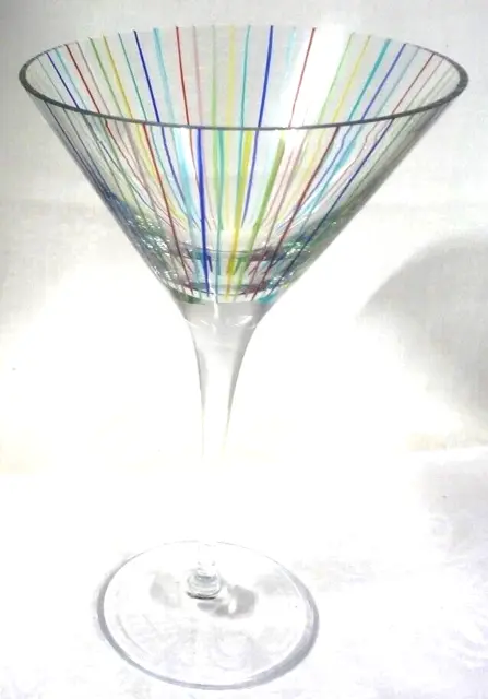 RARE & HTF Mid-Century MURANO multi colored FUSION art glass MARTINI GOBLET-MINT